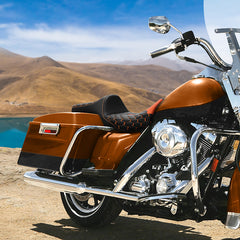 C.C. RIDER Touring Seat 2 Up Seat Driver Passenger Seat Extended Reach Tall Boy Seat Orange Honeycomb Stitching, 2009-2023