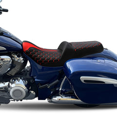 C.C. RIDER Indian Seat One Piece 2 Up Seat Red Honeycomb Stitching For Indian Chieftain Models, 2014-2025