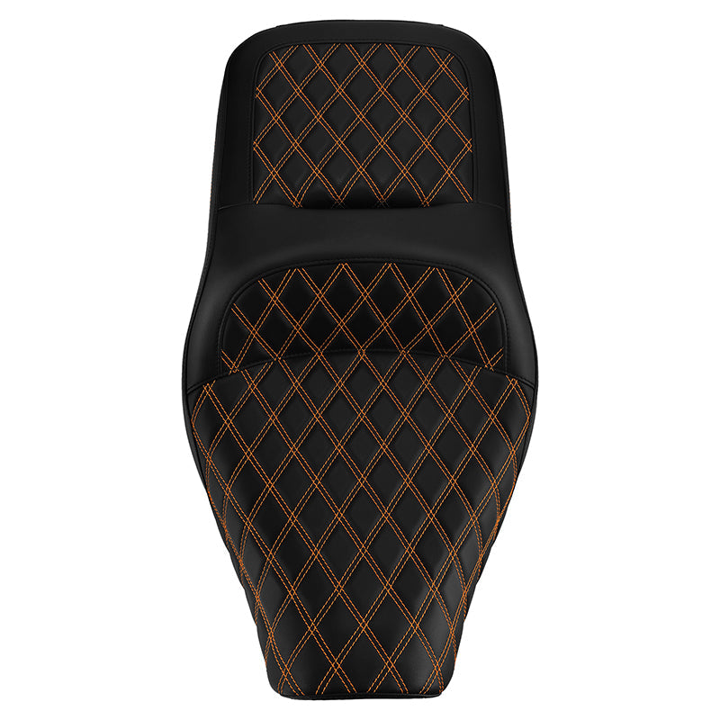 C.C. Rider BMW R18B R18 Transcontinental One Piece Seat Rider Passenger Seat Pillion Cushion Orange Lattice Stitching, 2020-2024