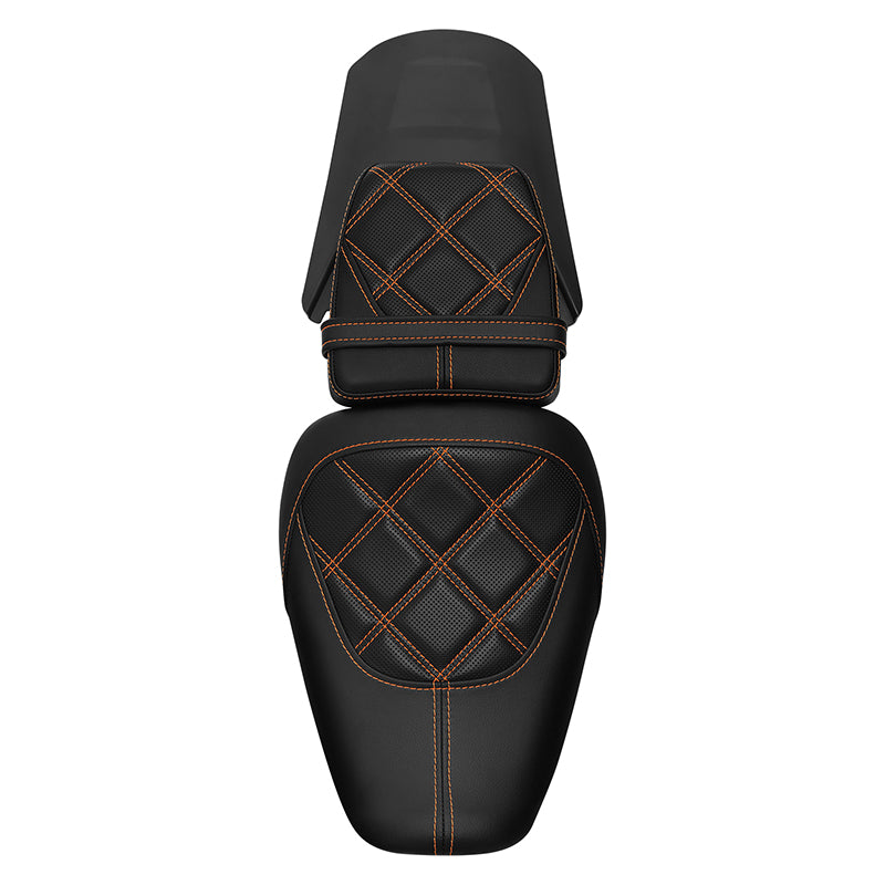 C.C. RIDER Sportster Seat 2 Piece Seat Driver And Passegner Seat Orange Lattice Stitching Fit For Harley Sportster S RH1250S 2021-Later