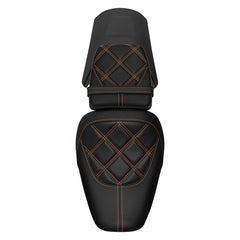 C.C. RIDER Sportster Seat 2 Piece Seat Driver And Passegner Seat Orange Lattice Stitching Fit For Harley Sportster S RH1250S 2021-Later