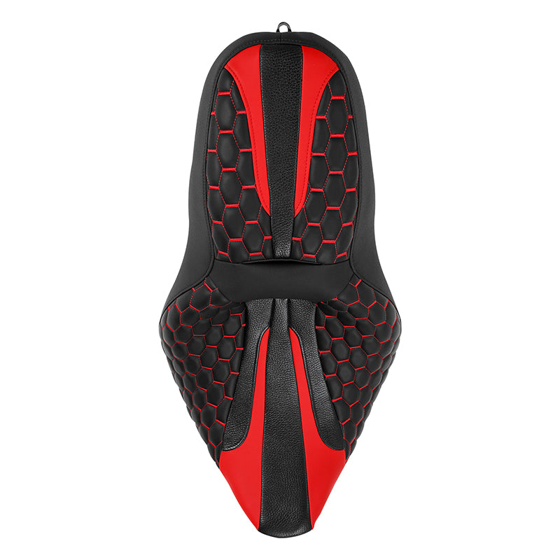 Gel Seat C.C. RIDER Touring Seat 2 up Seat Driver Passenger Seat For Harley Touring Street Glide Road Glide Electra Glide Honeycomb Stitiching, 2008-2023