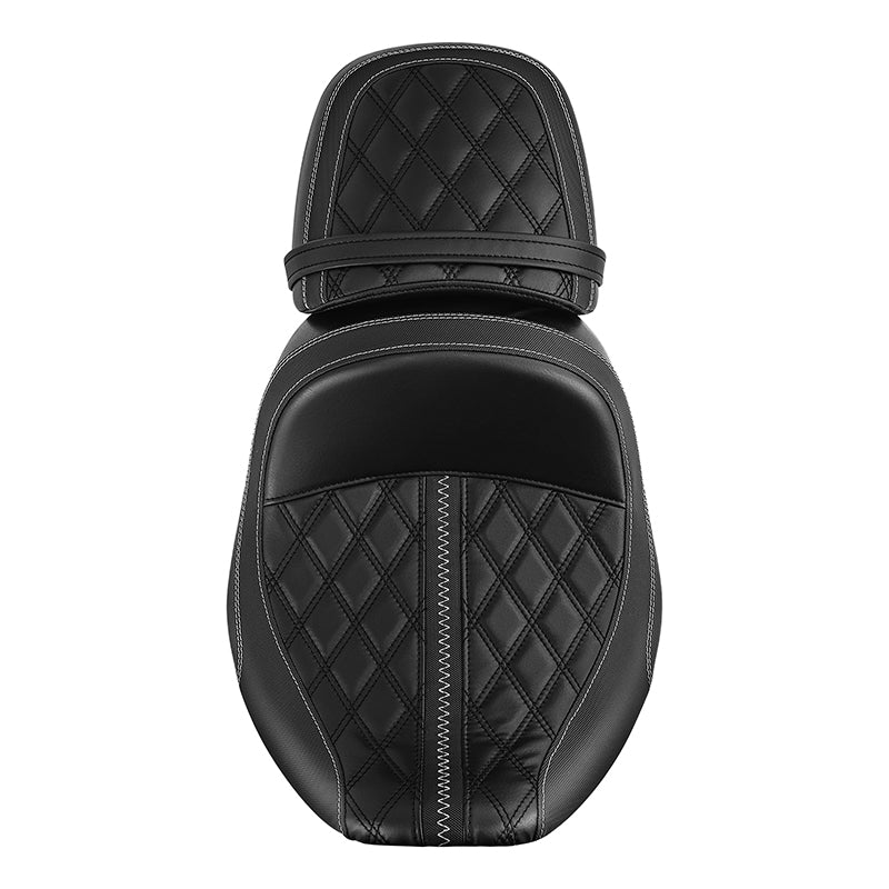 C.C. RIDER Touring Seat Two Piece 2 Up Seat Driver Solo Seat Passenger Seat Gray Stitching For CVO Road Glide CVO Street Glide, 2023-2025