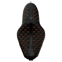 C.C. RIDER Orange Honeycomb Sportster Seat 2 up Seat Iron 883 Iron 1200 XL883 XL1200 Bobbor Seat, 2004-2023