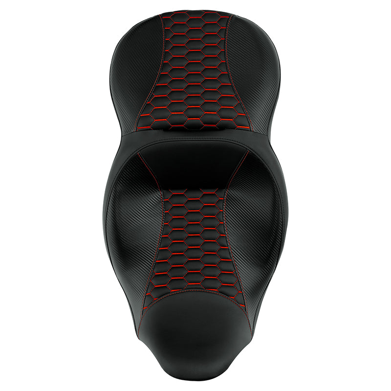 C.C. RIDER Touring Seat 2 Up Seat Driver Passenger Seat Homeycomb For Harley CVO Road Glide Electra Glide Street Glide Road King, 2009-2023