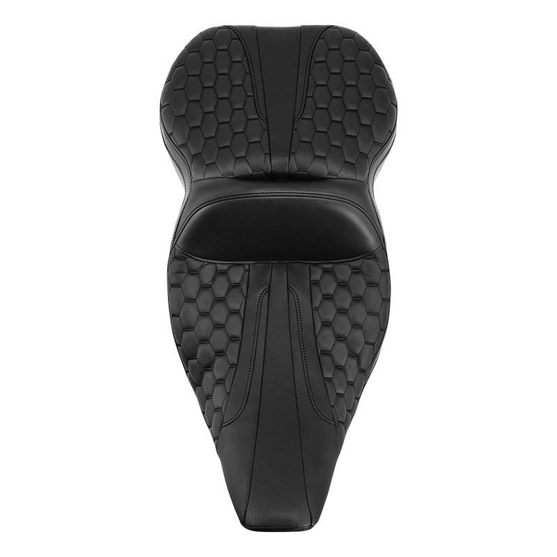 Gel Seat C.C. RIDER Touring Seat 2 Up Seat Driver Passenger Seat For Harley CVO Road King Honeycomb Road Glide Electra Glide Street Glide, 1997-2007