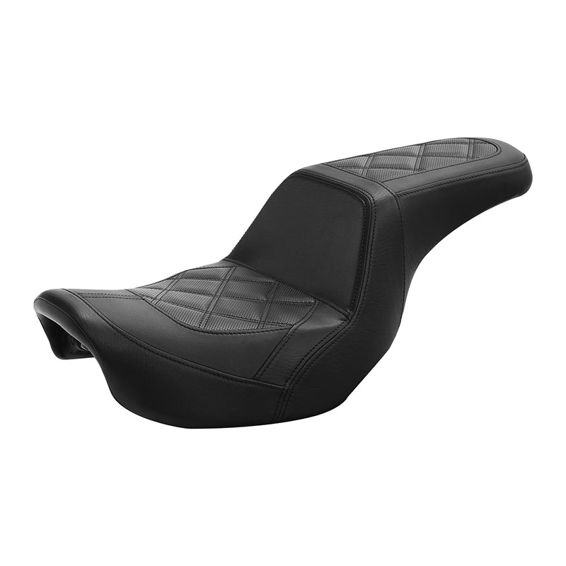 C.C. RIDER Dyna Step Up Seat 2 up Seat Diamond Stitching For Low Rider Fat Bob FXD/FXDWG Dyna, 2006-2017