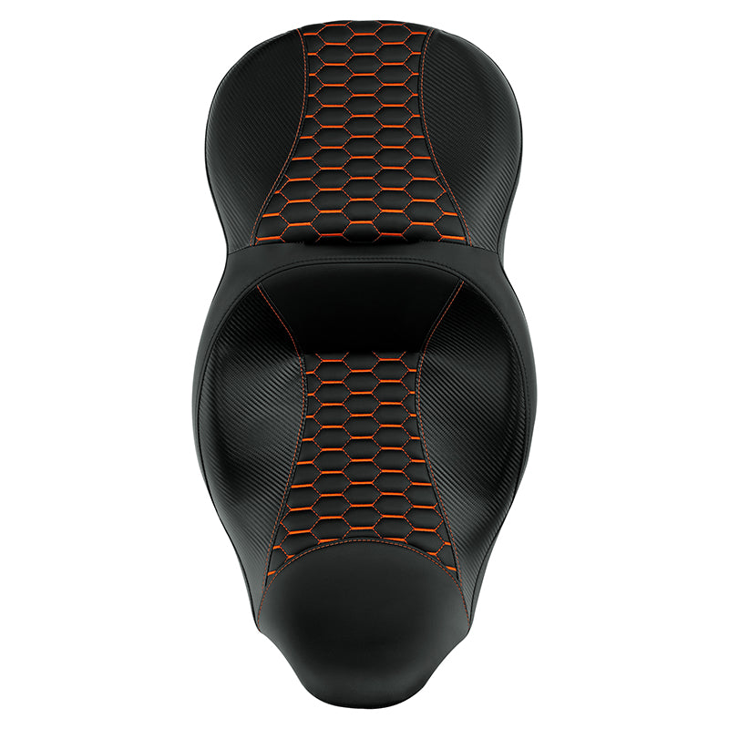 C.C. RIDER Touring Seat 2 Up Seat Driver Passenger Seat Homeycomb For Harley CVO Road Glide Electra Glide Street Glide Road King, 2009-2023