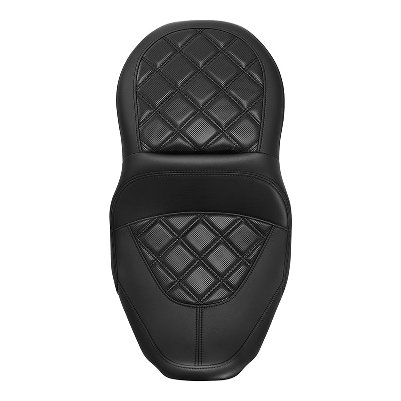 C.C. RIDER Touring Seat One Piece 2 Up Seat Driver Passenger Seat Black Diamond For Street Glide Road Glide, 2023-2025