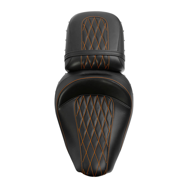 C.C. RIDER Indian Seat 2 Piece 2 Up Seat Lattice Stitch Studs Design For Indian Chieftain Dark Horse Chieftain Limited Chieftain Elite, 2014-2025