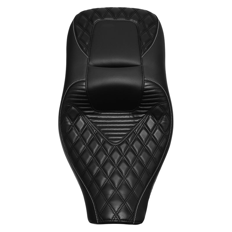 C.C. Rider BMW R18B R18 Transcontinental One Piece Seat Rider Passenger Seat Pillion Cushion Black White Lattice Stitching, 2020-2024