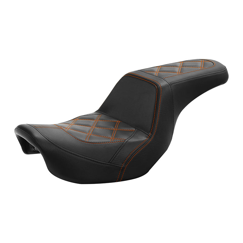 C.C. RIDER Dyna Step Up Seat 2 up Seat Diamond Stitching For Fat Bob FXD/FXDWG Dyna Low Rider, 2006-2017