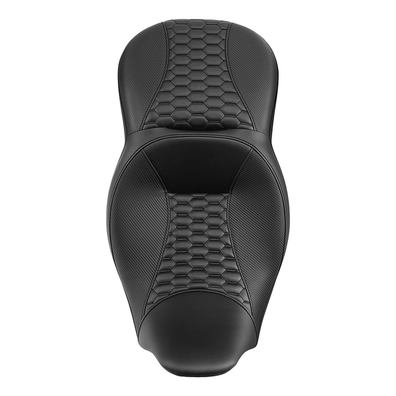 C.C. RIDER Touring Seat 2 Up Seat Driver Passenger Seat Homeycomb For Harley CVO Road Glide Electra Glide Street Glide Road King, 2009-2023