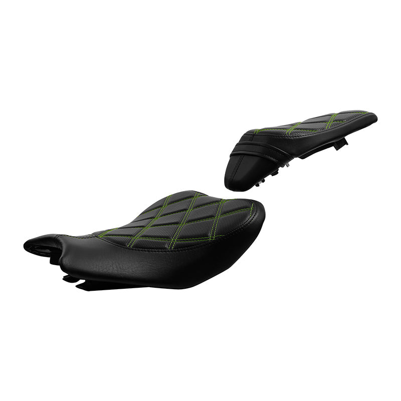 C.C. RIDER Z900 Front And Rear Green Diamond Stitching Seat Fit For Kawasaki Z900, 2017-2024