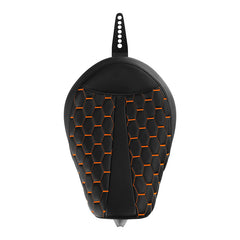 C.C.RIDER Sportster Seat Front Solo Seat Driver Rider Cushion Orange Honeycomb Stitching, 2010-2023 XL models