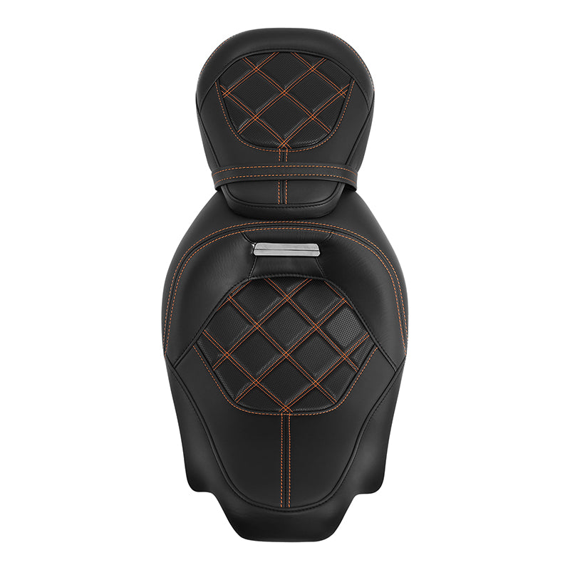 C.C. RIDER Touring Seat Two Piece 2 Up Seat Low Profile Driver Passenger Seat Octane For Road Glide Street Glide Road King, 2009-2023