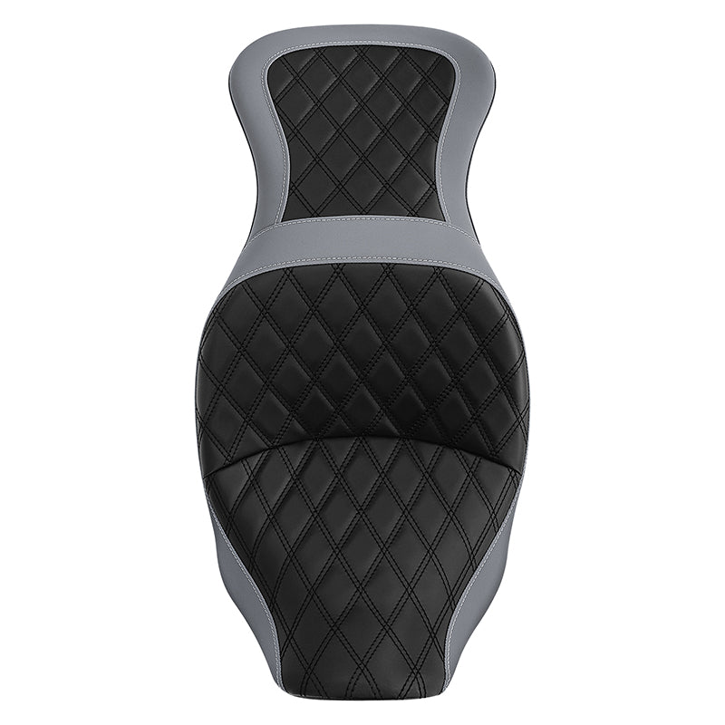 C.C. RIDER VN900 Vulcan Classic One Piece Seat Standard Driver Passenger Seat Grey Stripe For Kawasaki Vulcan Classic, 2006-2025