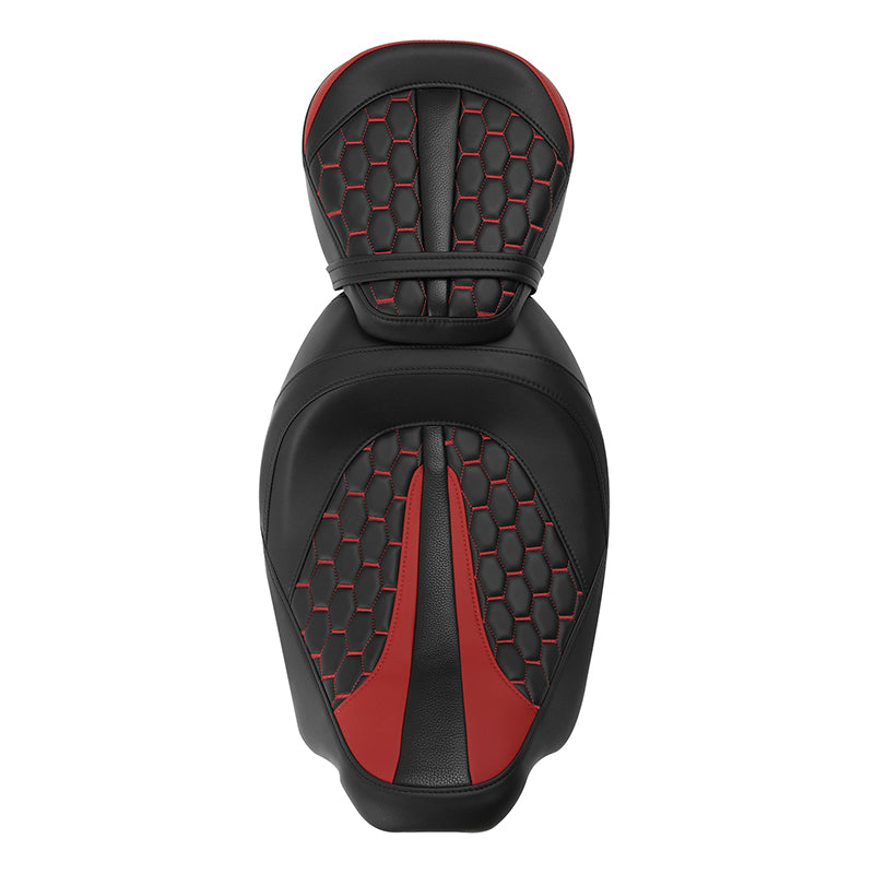 C.C. RIDER Touring Seat Two Piece 2 Up Seat Low Profile Driver Passenger Seat Custom For Road King Road Glide Street Glide, 2009-2023