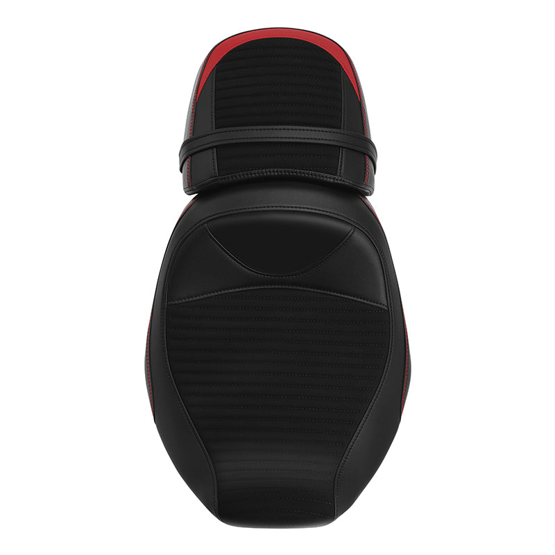 C.C. RIDER Touring Seat Two Piece 2 Up Seat Driver Solo Seat Passenger Seat Alcantara Leather Red Stitching For CVO Road Glide CVO Street Glide, 2023-2025