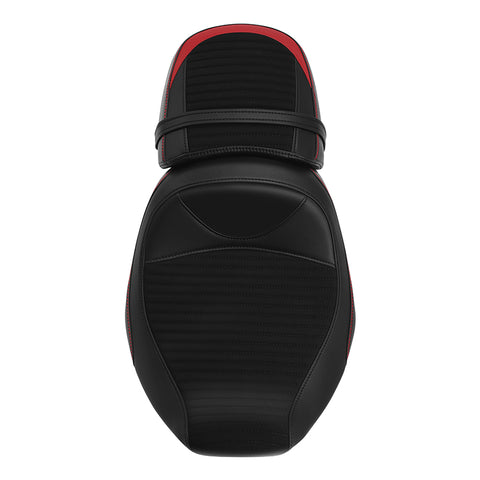 C.C. RIDER Touring Seat Two Piece 2 Up Seat Driver Solo Seat Passenger Seat Alcantara Leather Red Stitching For CVO Road Glide CVO Street Glide, 2023-2025