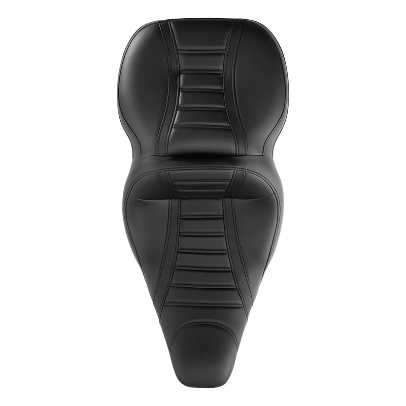 C.C. RIDER Touring Seat 2 Up Seat Driver Passenger Seat Black For Harley CVO Street Glide Road King Road Glide Electra Glide, 1997-2007