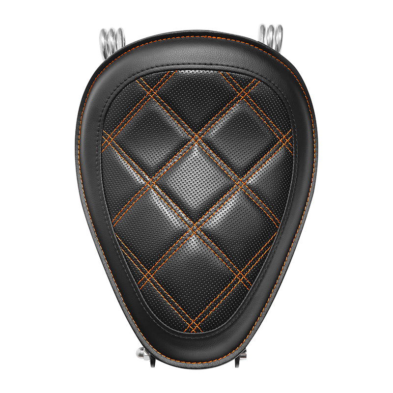 C.C. Rider Alcantara Solo Spring Seat for Harley Dyna Super Glide/Wide Glide 2007-2017 (Orange & Black)