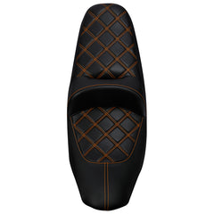 C.C. RIDER Indian Seat One Piece 2 Up Seat Orange Lattice Stitching For Indian Chieftain Models, 2014-2025