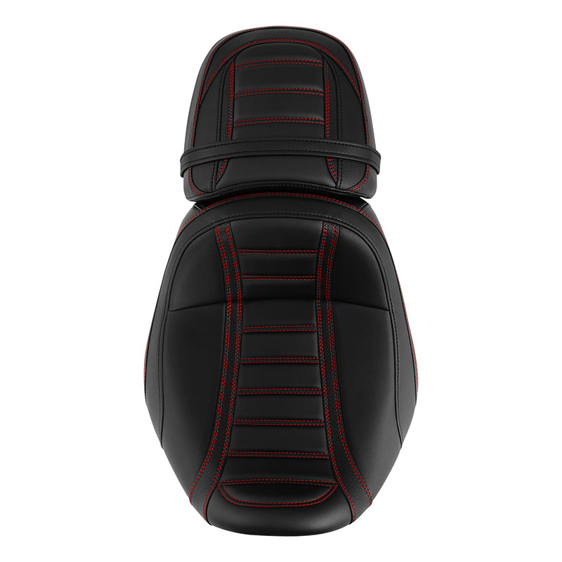 C.C. RIDER Touring Seat Two Piece 2 Up Seat Driver Solo Seat Passenger Seat Red Stitching For CVO Street Glide CVO Road Glide, 2023-2025
