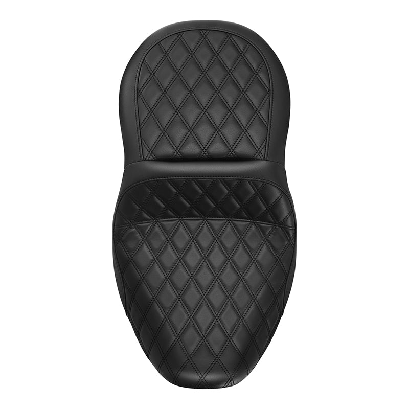 C.C. RIDER Touring Seat One Piece 2 Up Seat Driver Passenger Seat Black Lattice For Road Glide Street Glide, 2023-2024