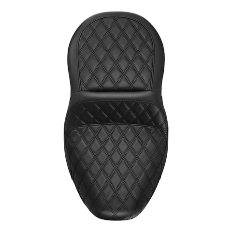 C.C. RIDER Touring Seat One Piece 2 Up Seat Driver Passenger Seat Black Lattice For Road Glide Street Glide, 2023-2024