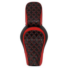 C.C.RIDER Sportster Two Piece Two Up Red Circle Stitching Seat Passenger Seat For XL883N Models, 2016-2023