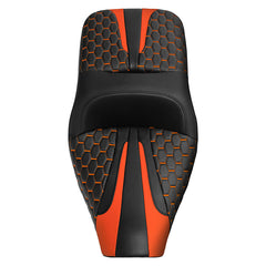 C.C. Rider BMW R18B R18 Transcontinental One Piece Seat Rider Passenger Seat Pillion Cushion Orange Honeycomb Stitching, 2020-2024