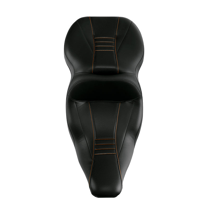 C.C. RIDER Touring Seat 2 Up Seat Driver Passenger Seat For Harley CVO Road King Black Orange Road Glide Electra Glide Street Glide, 1997-2007