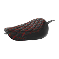 C.C.RIDER Sportster Seat Front Solo Seat Driver Rider Cushion Red Diamond Stitching, 2010-2023 XL models