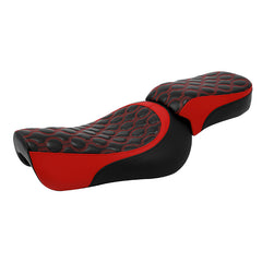 C.C.RIDER Sportster Two Piece Two Up Red Circle Stitching Seat Passenger Seat For XL883N Models, 2016-2023