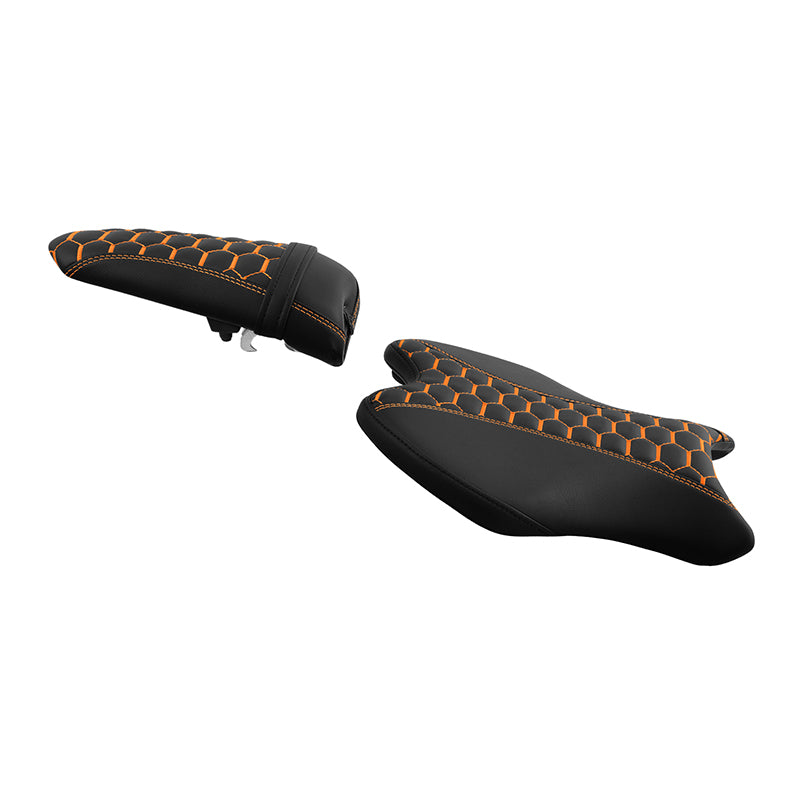 C.C. RIDER YZF R6 Front And Rear Seat Orange Honeycomb Stitiching For YAMAHA YZFR6, 2017-2022