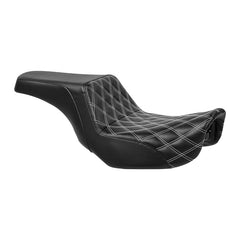 Gel Seat C.C. RIDER Dyna Step Up Seat 2 up Seat Lattice Stiching For Fat Bob Low Rider FXD/FXDWG, 2006-2017