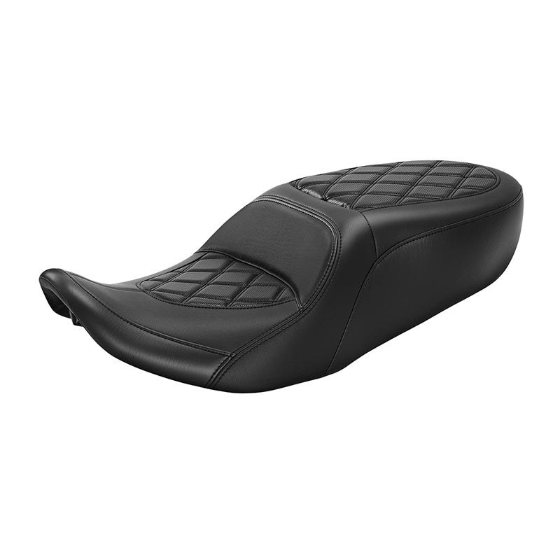 C.C. RIDER Touring Seat One Piece 2 Up Seat Driver Passenger Seat Black Diamond For Street Glide Road Glide, 2023-2025