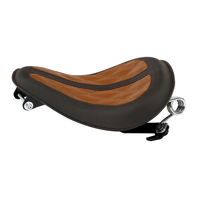 C.C. RIDER Sportster Seat Solo Spring Seat Classic Brown Diamond Stitch For Iron 883 Iron 1200 Bobber Seat Chopper Seat 2004-2024
