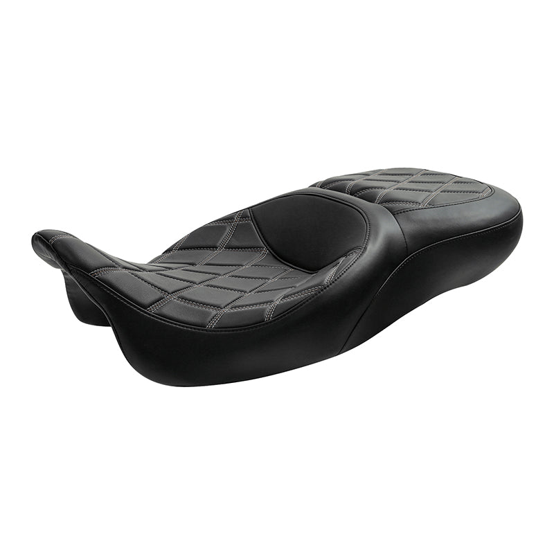 C.C. RIDER Touring Seat 2 Up Seat Driver Passenger Seat Double Roll For Harley CVO Road Glide Electra Glide Street Glide Road King, 2009-2023