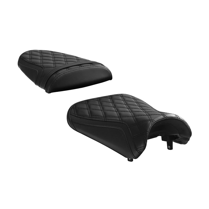 C.C. RIDER GSX-R600 GSX-R750 Front And Rear Seat Fit For SUZUKI GSXR600 GSXR750 Black Diamond Stitch, 2004-2005