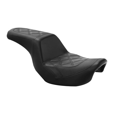 C.C. RIDER Dyna Step Up Seat 2 up Seat Diamond Stitching For Low Rider Fat Bob FXD/FXDWG Dyna, 2006-2017