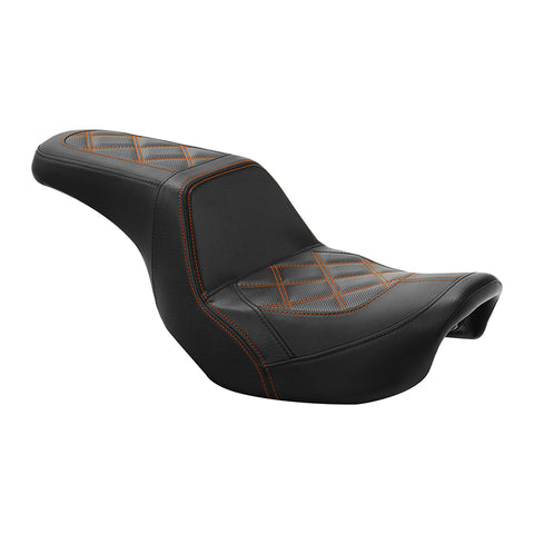 C.C. RIDER Dyna Step Up Seat 2 up Seat Diamond Stitching For Fat Bob FXD/FXDWG Dyna Low Rider, 2006-2017
