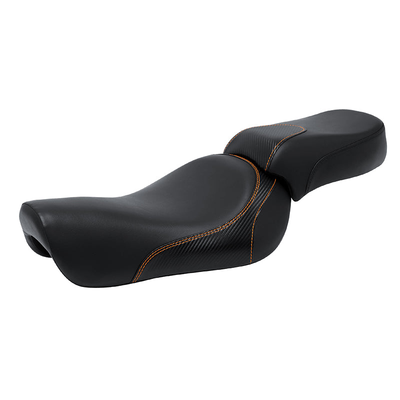 C.C.RIDER Sportster Two Piece Two Up Orange Stitching Seat For XL883N Models, 2016-2023