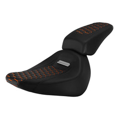 C.C.RIDER Softail Seat Two Piece 2 Up Seat Orange Honeycomb Stitching For Harley Softail Breakout FXBR FXBRS, 2018-2023