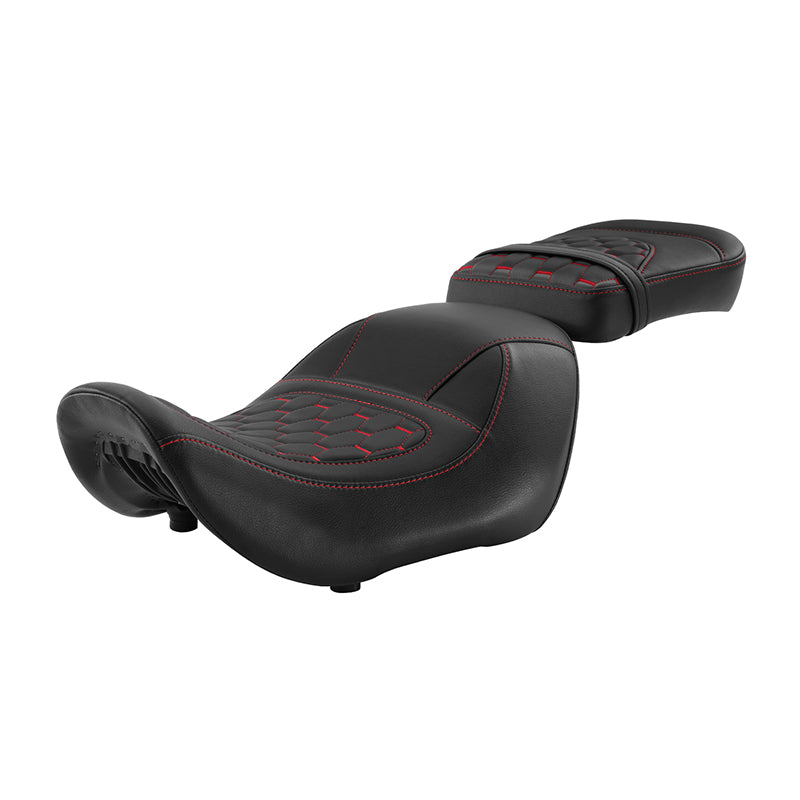 C.C. RIDER Sportster Seat 2 Piece Reach Seat Driver And Passegner Seat Red Hneycomb Fit For Harley Nightster RH975 2022-Later
