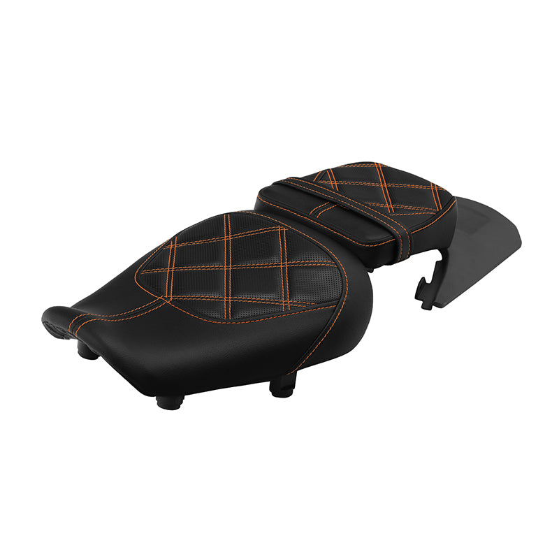 C.C. RIDER Sportster Seat 2 Piece Seat Driver And Passegner Seat Orange Lattice Stitching Fit For Harley Sportster S RH1250S 2021-Later