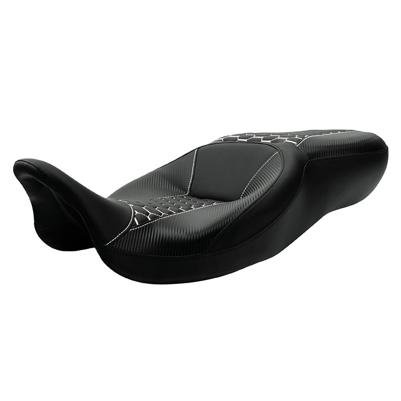 C.C. RIDER Touring Seat 2 Up Seat Driver Passenger Seat Homeycomb For Harley CVO Road Glide Electra Glide Street Glide Road King, 2009-2023