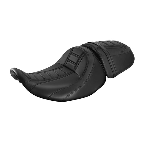 Gel Seat C.C. RIDER Touring Seat Two Piece 2 Up Seat Driver Solo Seat Passenger Seat Black Stitching For CVO Road Glide CVO Street Glide, 2023-2025