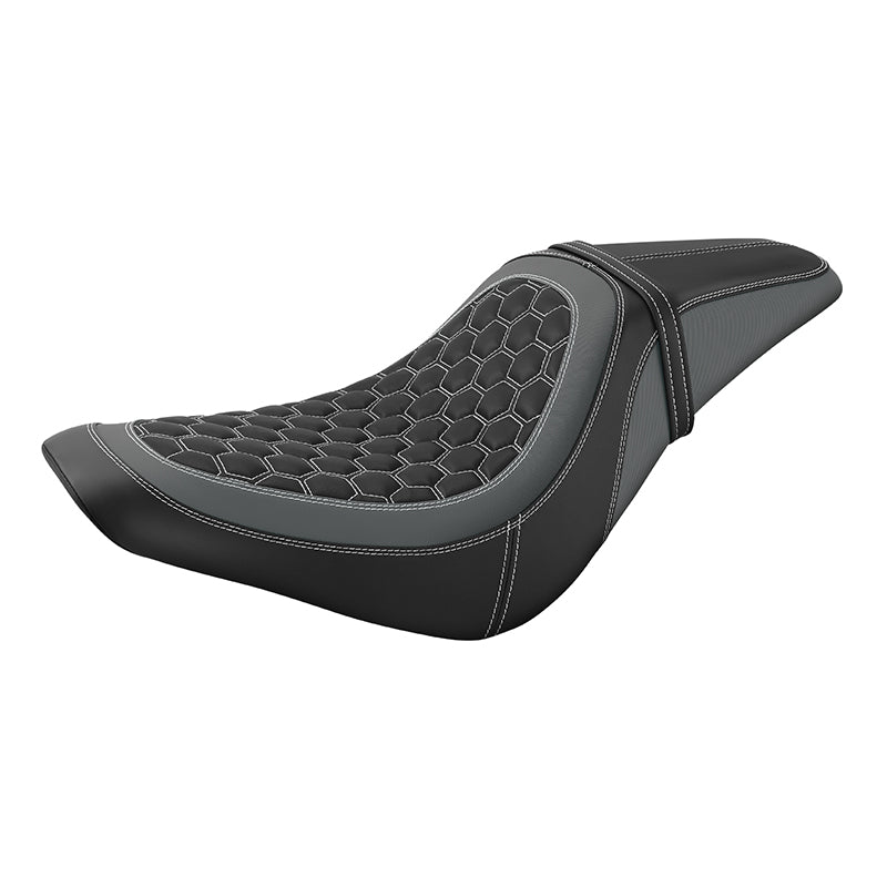 C.C. RIDER Softail Seat Low Rider S Low Rider ST Driver Passenger Seat Black And Gray Fit For Low Rider Sport Glide FXLR FXLRS FXLRST 2018-2025